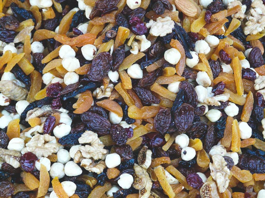 Close up of Trail Mix with nuts and dried fruit