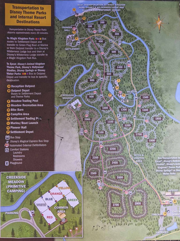 campground map of Disney's Fort Wilderness