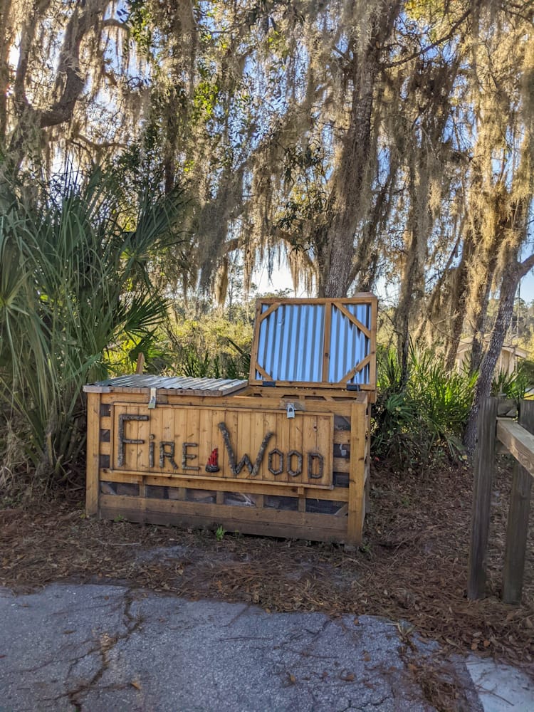 Large storage with wooden sign "Fire Wood"