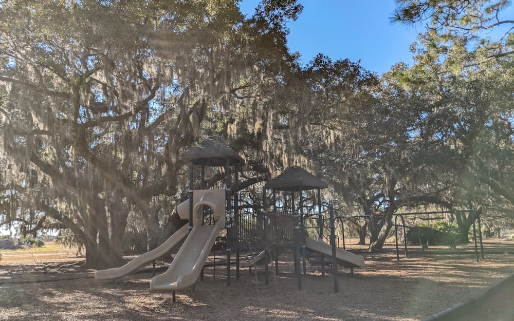 Playground under the shade of oak trees